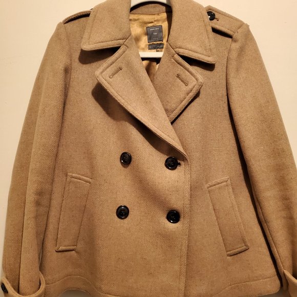 Gap Camel Wool Double Breasted Trench Coat Size Small - Picture 2 of 12